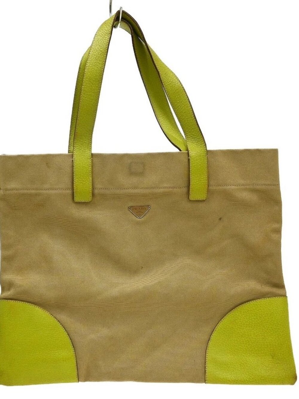 Prada Beige Canvas Tote Handbag